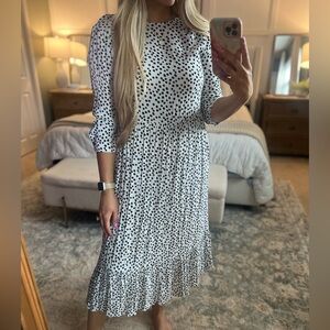 Zara Black and White Polka Dot Long Sleeve Dress